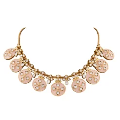 Rose Enamel Coin Necklace